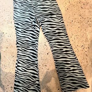 Free People- Milk It Zebra Print Flared Pants